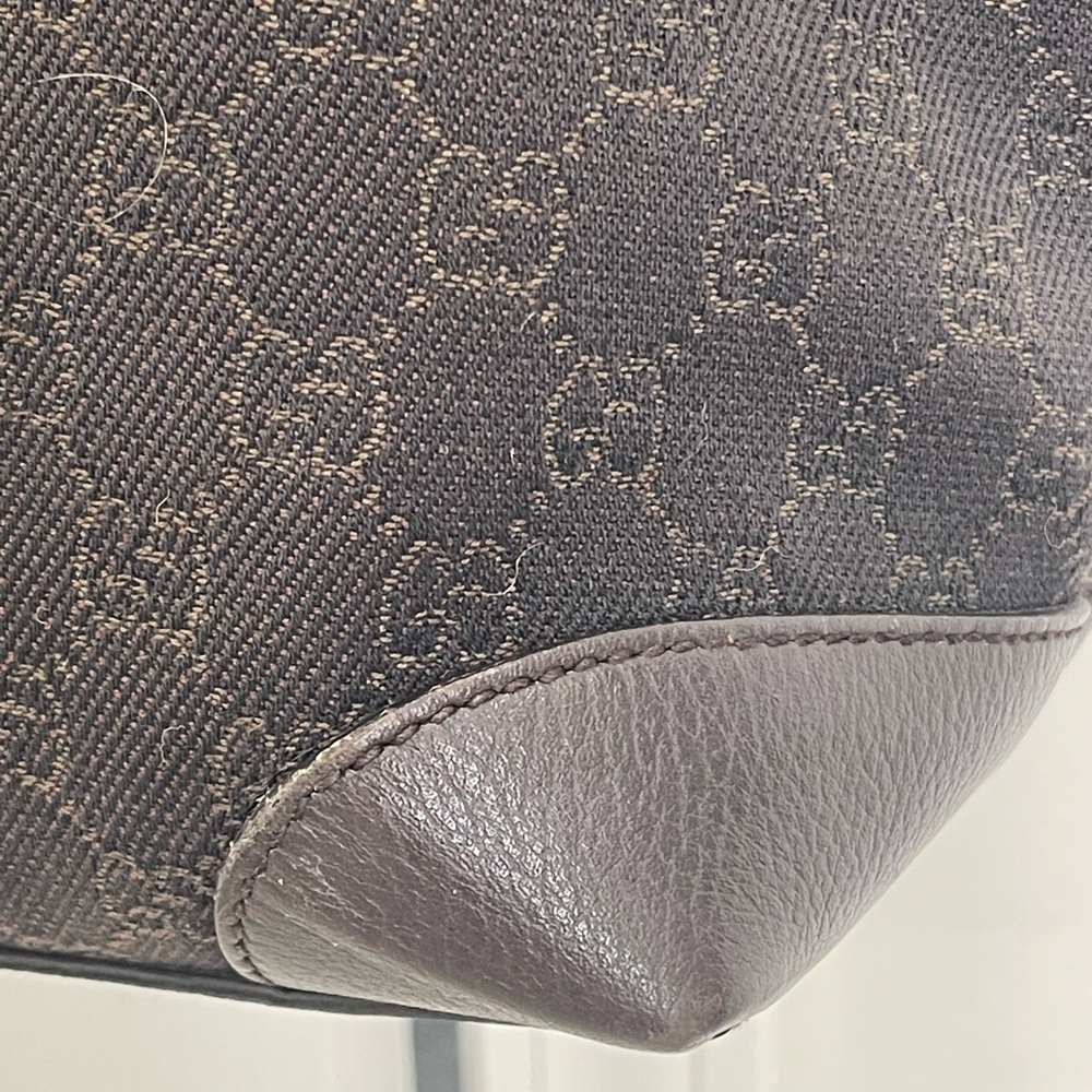 Gucci Chocolate Denim Monogram Tote Bag W/Braided Handles and Tassels - Picture 3 of 15